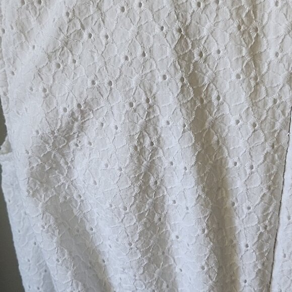 Roaman's Off White Eyelet and Knit Fully Lined Sleeveless Maxi Dress - Picture 7 of 15